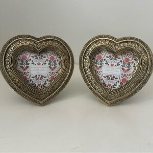 Mother’s Day Gold Heart-Shaped Photo Frames Set of 2 NEW